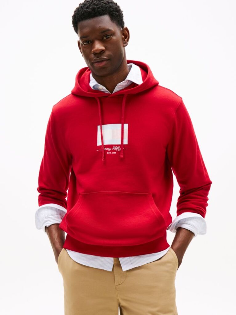 Κόκκινο Hoodie Με Σημαιάκι  Άνδρες