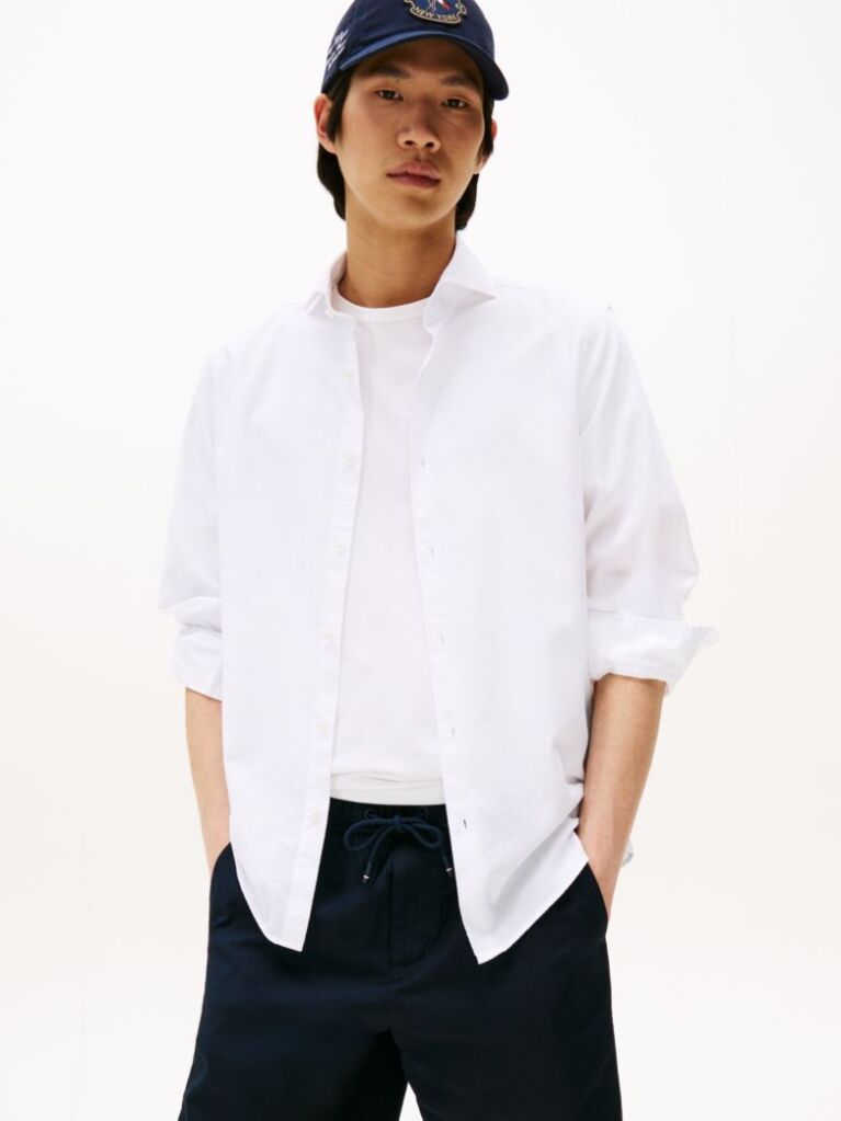 Άσπρο Smart Casual Πουκάμισο Oxford Σε Slim Γραμμή  Άνδρες