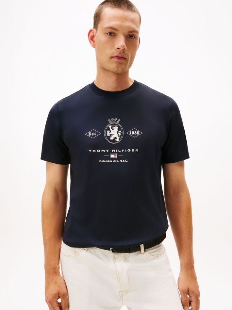 Μπλε Varsity Interlock T-Shirt Με Σχέδιο  Άνδρες