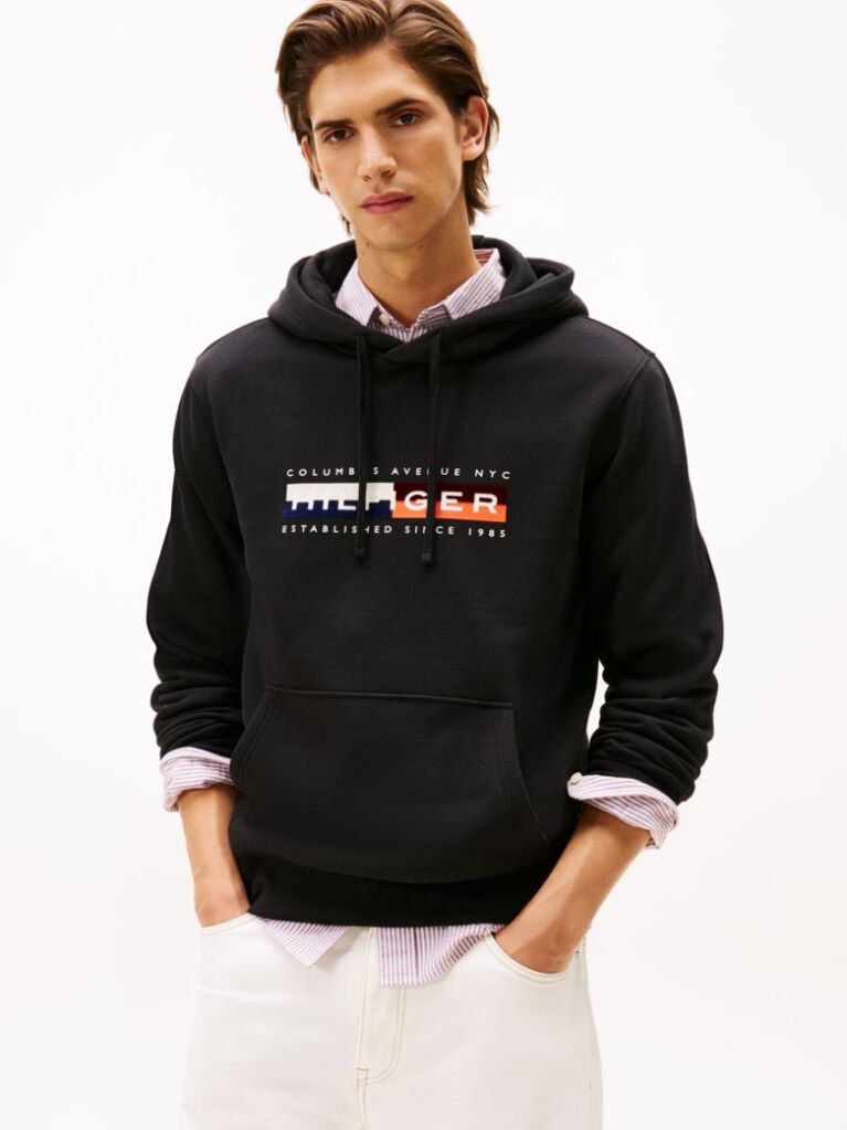 Μαύρο TH Hoodie Με Colour Block Σχέδιο  Άνδρες