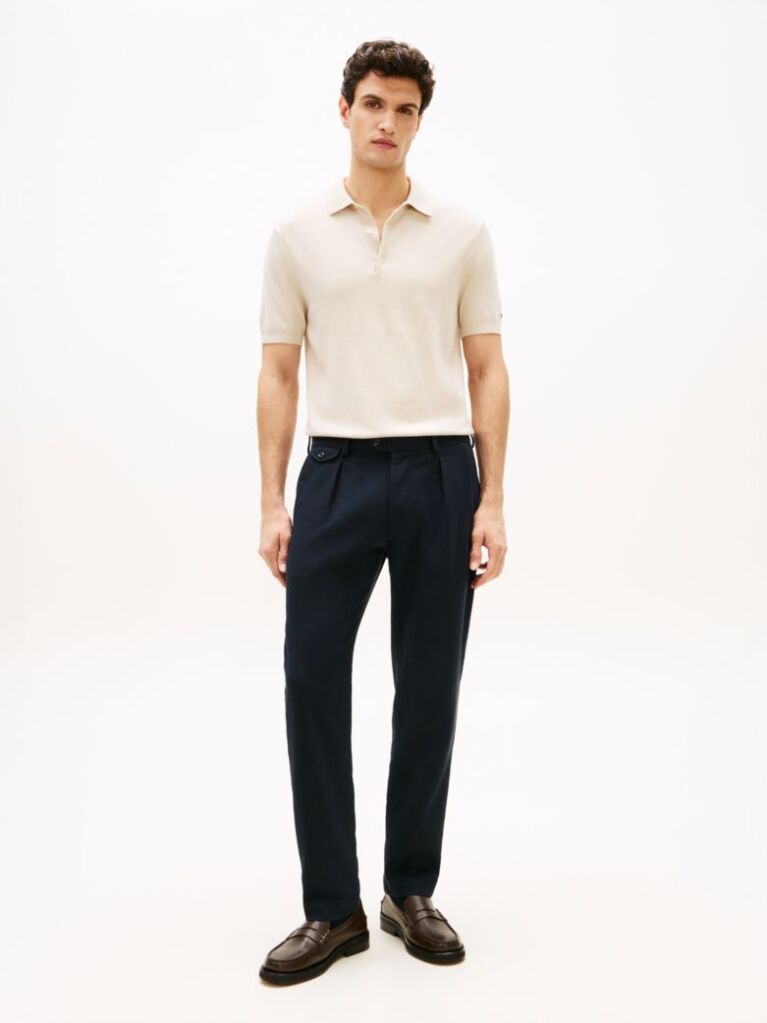 Blue Harlem Tapered Pleated Twill Trousers  Men