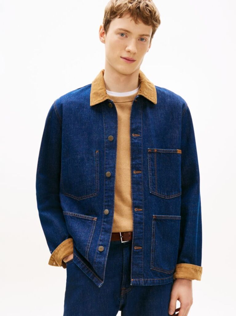 Blue Corduroy Collar Denim Chore Jacket  Men