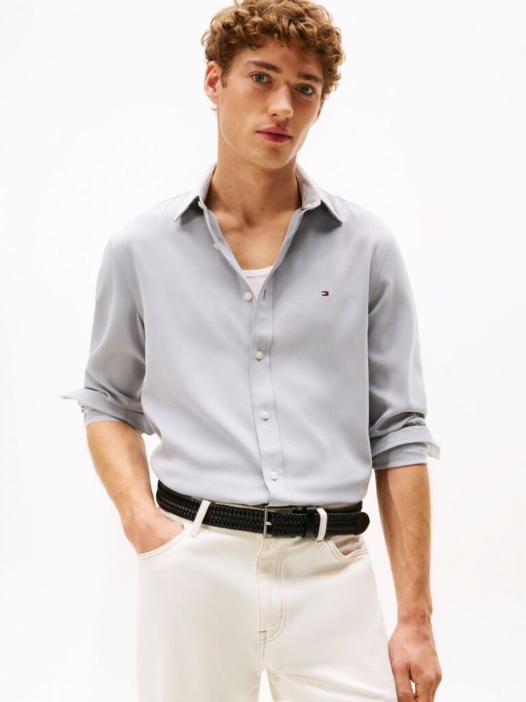 Blue Performance Slim Fit Pique Oxford Shirt  Men