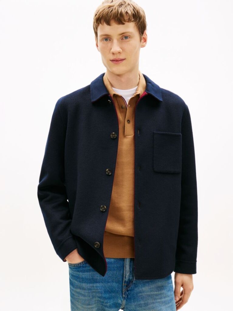 Blue Smart Casual Wool Blend Shirt Jacket  Men