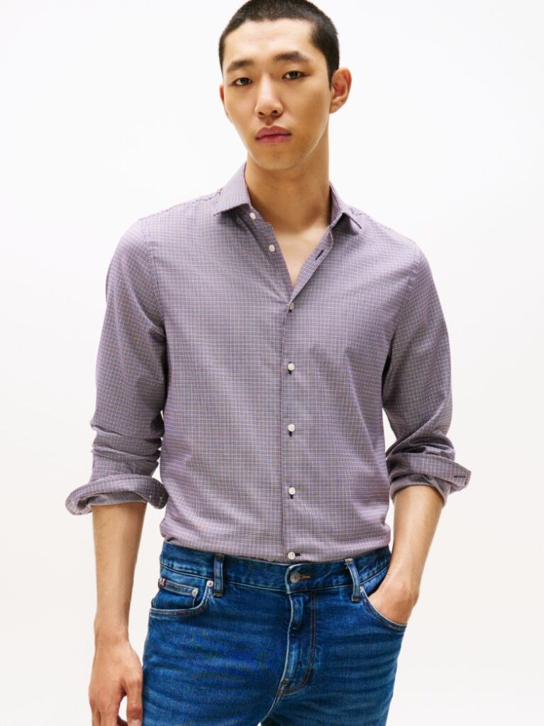 Multi Smart Casual Slim Fit Check Dobby Shirt  Men