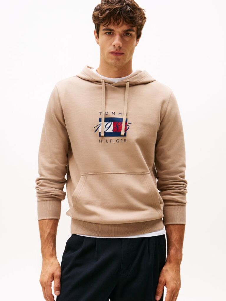 Μπεζ Hoody Με Σημαία Και Κορδόνι  Άνδρες