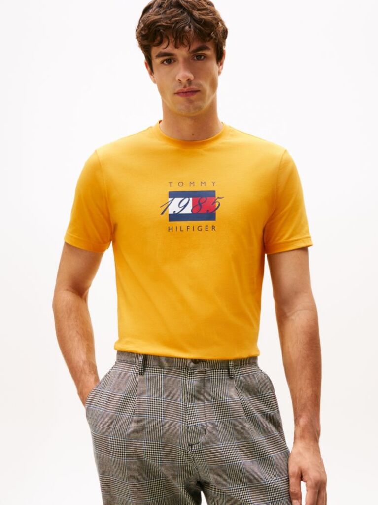 Κίτρινο Jersey T-Shirt Με Σημαία  Άνδρες
