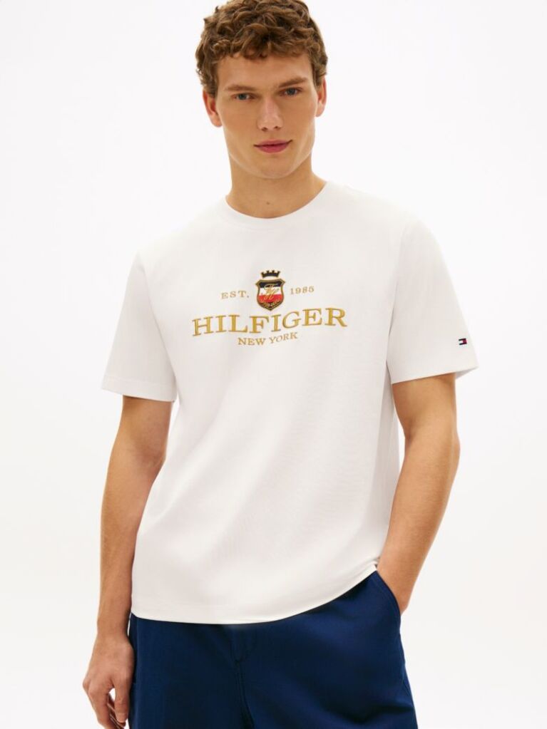 Άσπρο Performance T-Shirt Με Κεντητό Λογότυπο  Άνδρες