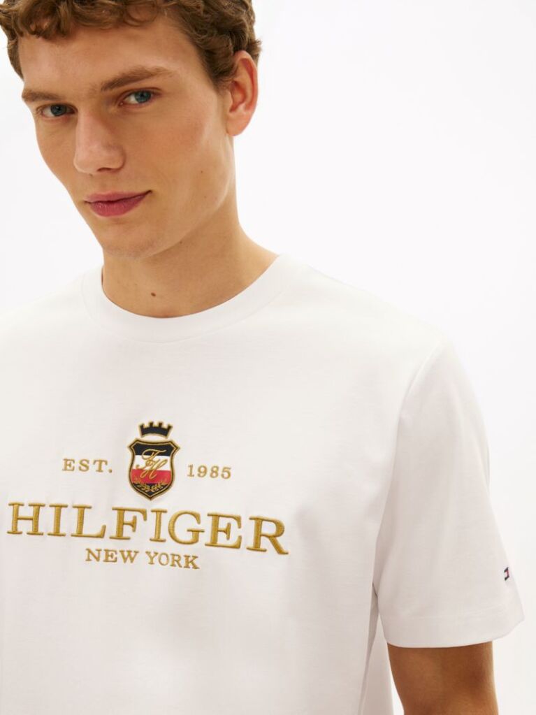 Άσπρο Performance T-Shirt Με Κεντητό Λογότυπο  Άνδρες