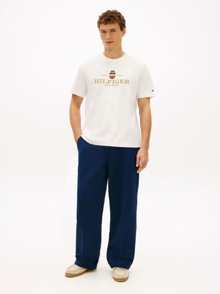 Άσπρο Performance T-Shirt Με Κεντητό Λογότυπο  Άνδρες