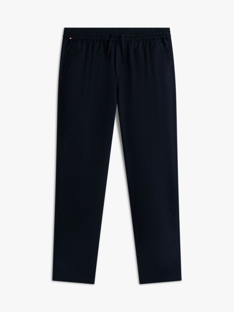 Blue Harlem Tapered Leg Linen Blend Chinos  Men
