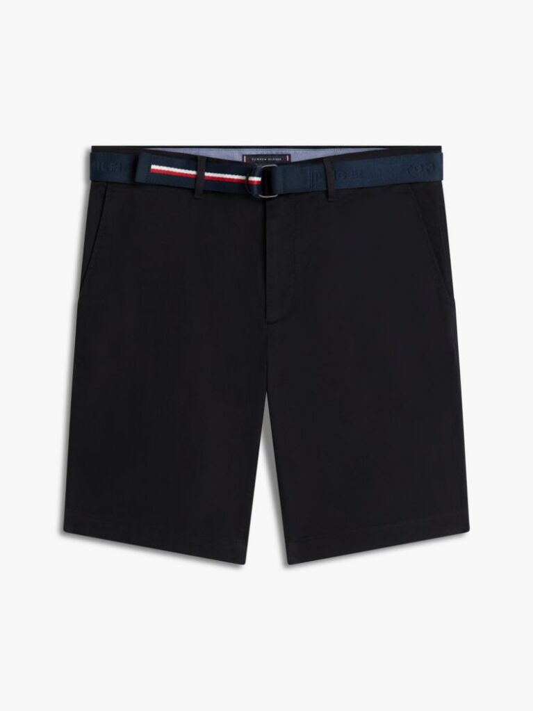 Black Denton Belted Twill Slim Bermuda Shorts  Men