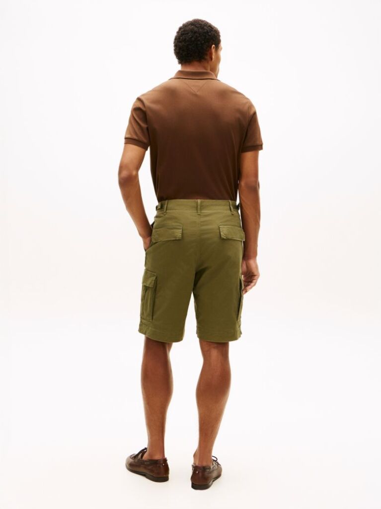 Green Twill Relaxed Cargo Bermuda Shorts  Men