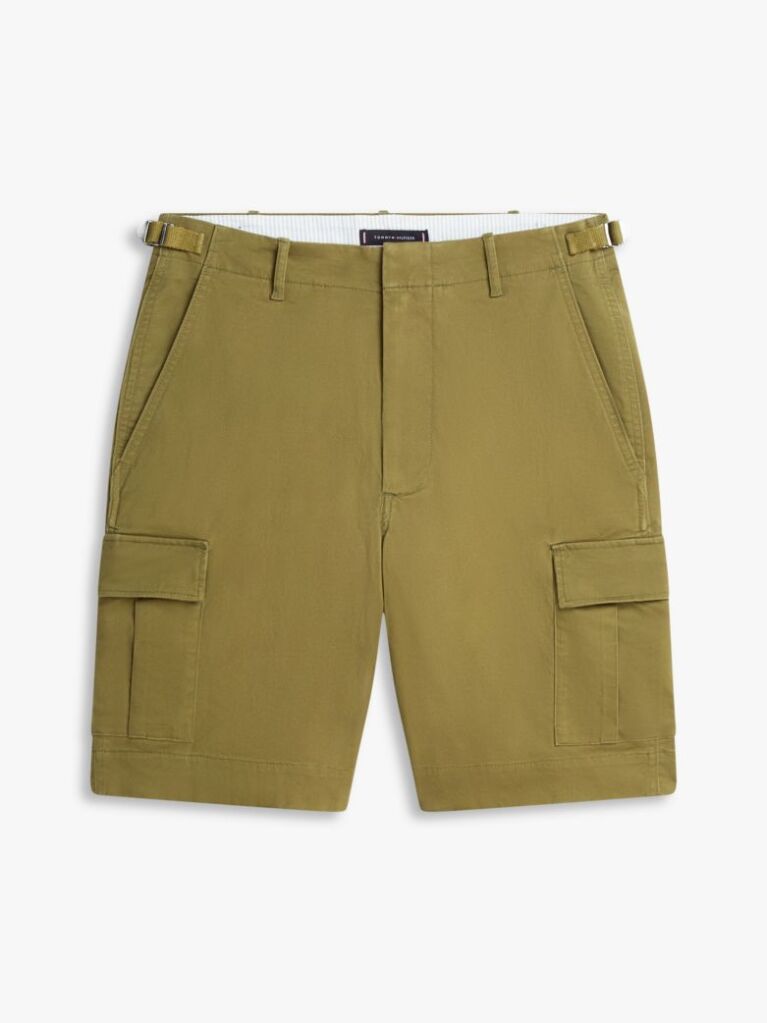 Green Twill Relaxed Cargo Bermuda Shorts  Men
