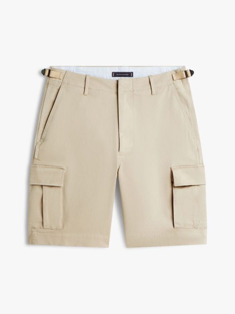 Beige Twill Relaxed Cargo Bermuda Shorts  Men
