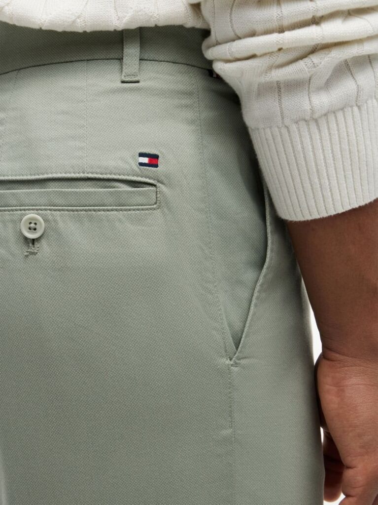 Grey Denton Print Slim 9.5" Inseam Chino Bermuda Shorts  Men