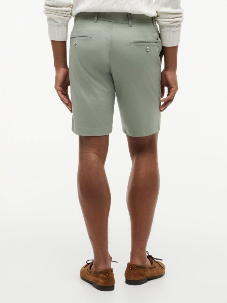 Grey Denton Print Slim 9.5" Inseam Chino Bermuda Shorts  Men