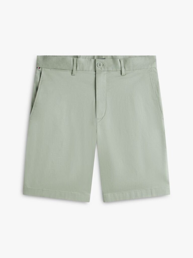 Grey Denton Print Slim 9.5" Inseam Chino Bermuda Shorts  Men