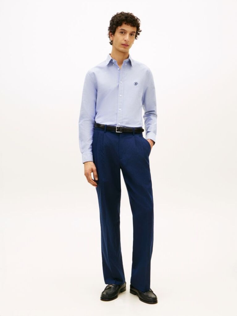 Blue Heritage Regular Fit Logo Embroidery Oxford Shirt  Men