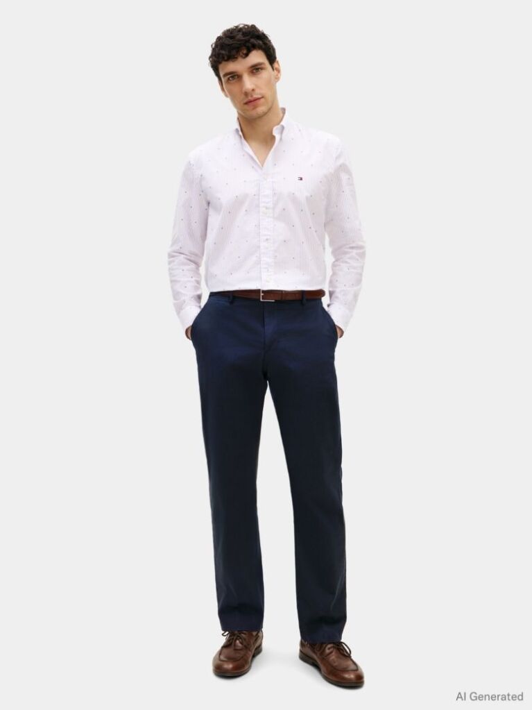 Blue Hilfiger Pinstripe Regular Fit Flex Poplin Shirt  Men