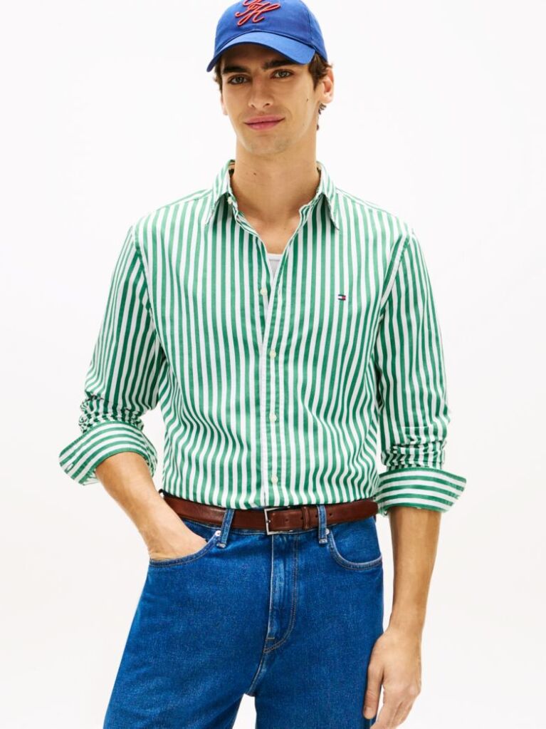 Multi TH Flex Regular Fit Stripe Poplin Shirt  Men