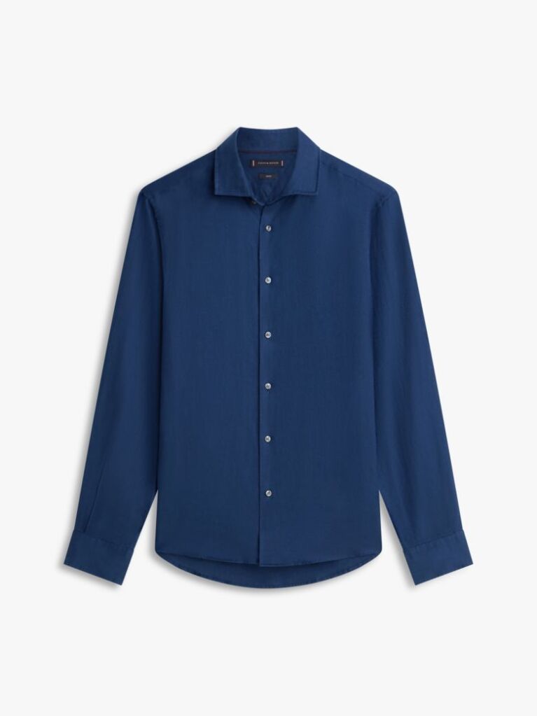 Μπλε Smart Casual Λινό Πουκάμισο Σε Slim Γραμμή  Άνδρες