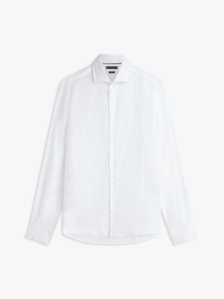 Άσπρο Smart Casual Λινό Πουκάμισο Σε Slim Γραμμή  Άνδρες
