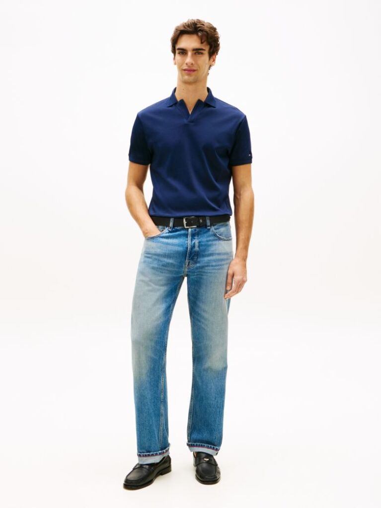 Blue Regular Fit Interlock Knit Polo Shirt  Men