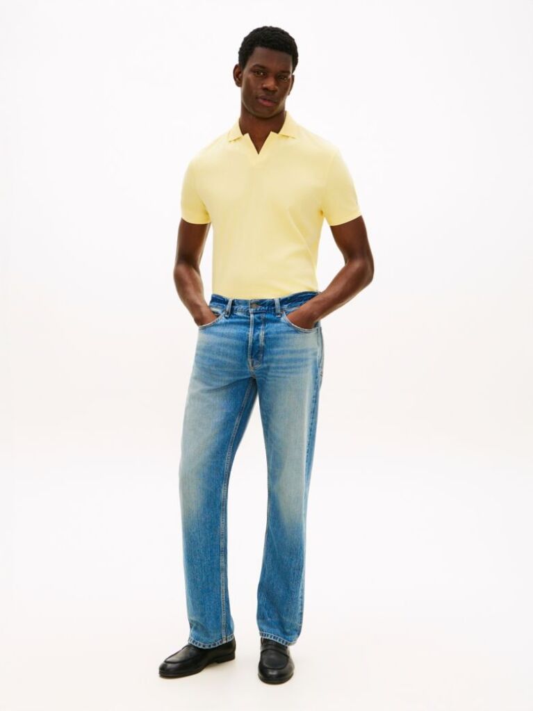 Yellow Regular Fit Interlock Knit Polo Shirt  Men