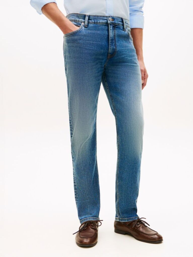 Blue Denton Faded Slim Straight Leg Jeans  Men