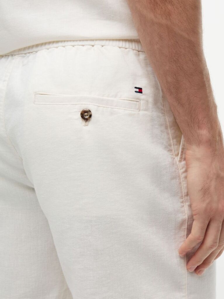 Beige Dover Linen Blend 8" Inseam Chino Bermuda Shorts  Men