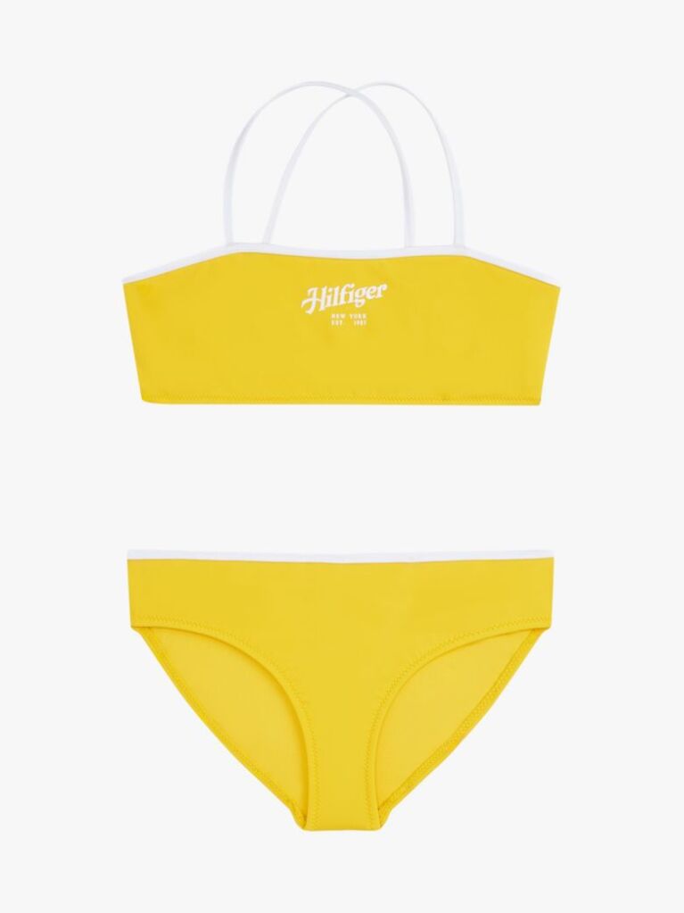 Yellow Logo Bralette Bikini Set  Girls