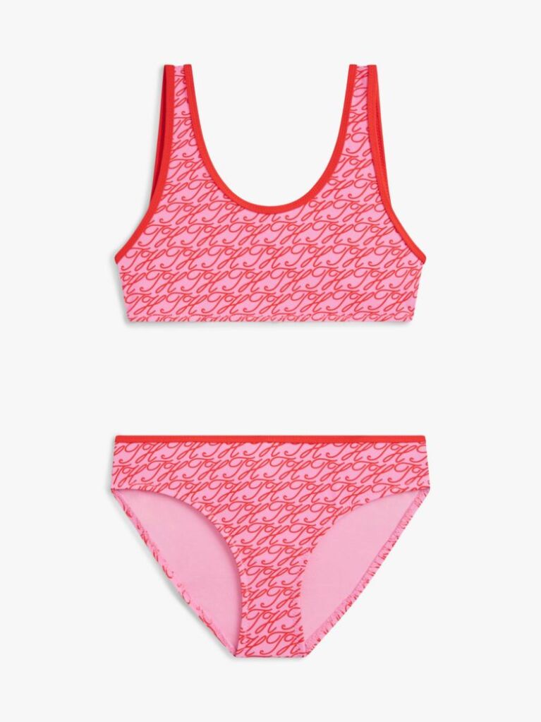 Pink Logo Print Bralette Bikini Set  Girls