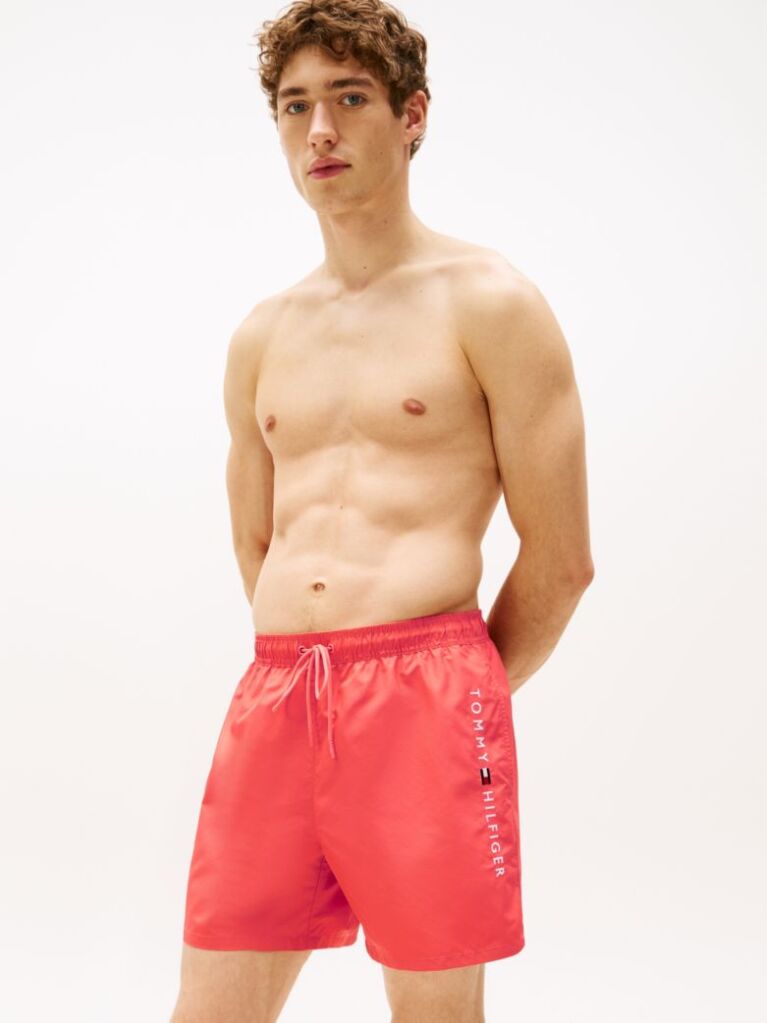 Pink Original Logo Mid Length Swim Shorts  Men