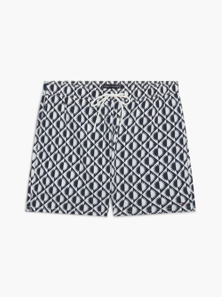 Multi Print Mid Length Swim Trunks  Men