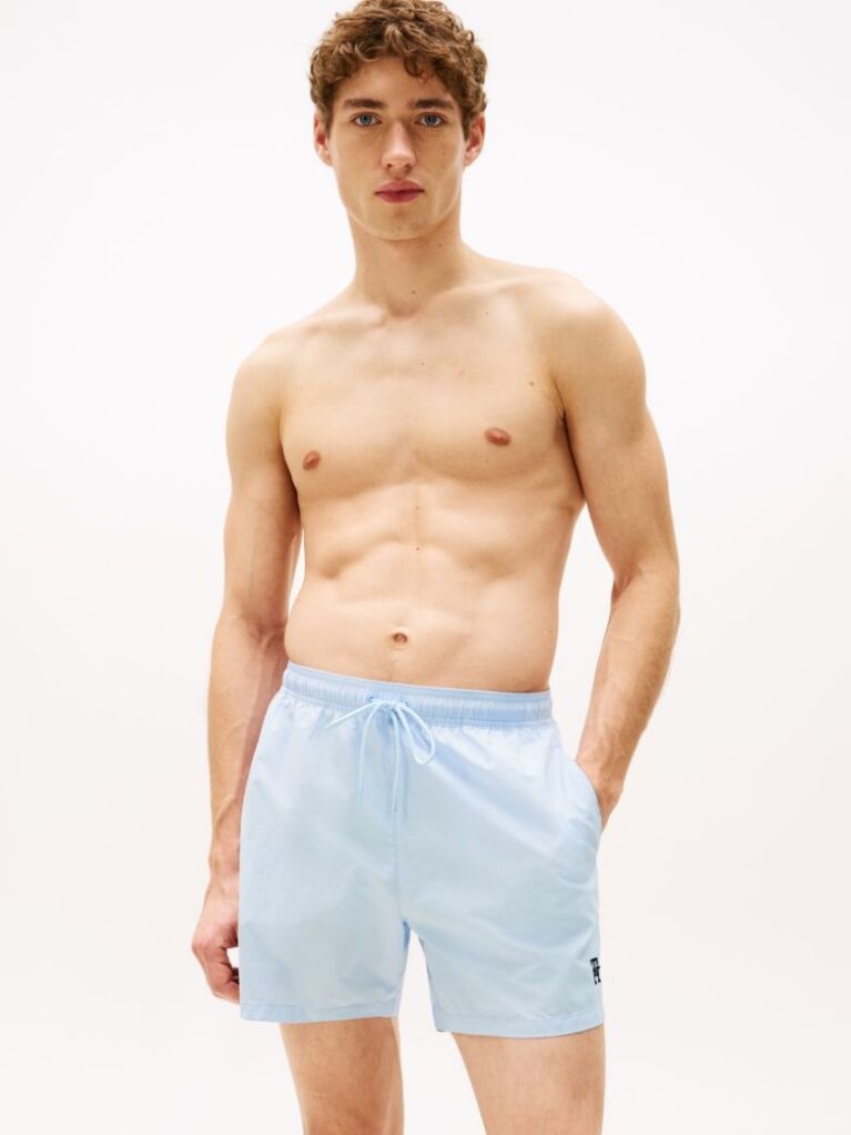 Blue TH Monogram Mid Length Swim Trunks  Men