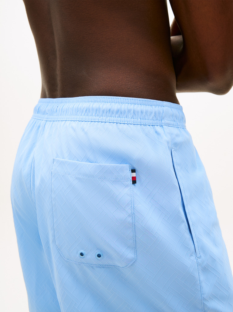 Blue Essential Flag Jacquard Mid Length Swim Shorts  Men