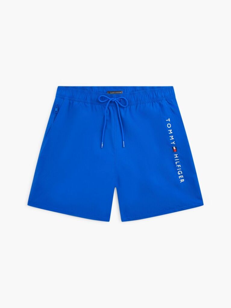 Blue Original Logo Mid Length Swim Shorts  Men