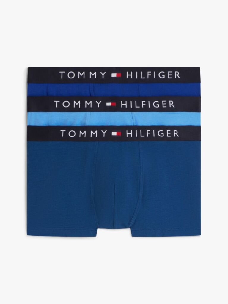 Blue 3-Pack TH Original Logo Waistband Trunks  Men