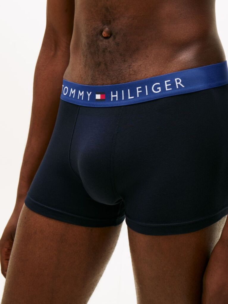 Blue 3-Pack TH Original Logo Waistband Trunks  Men