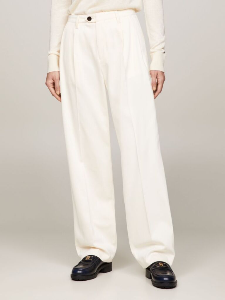 Beige Relaxed Fit Straight Leg Chinos  Women