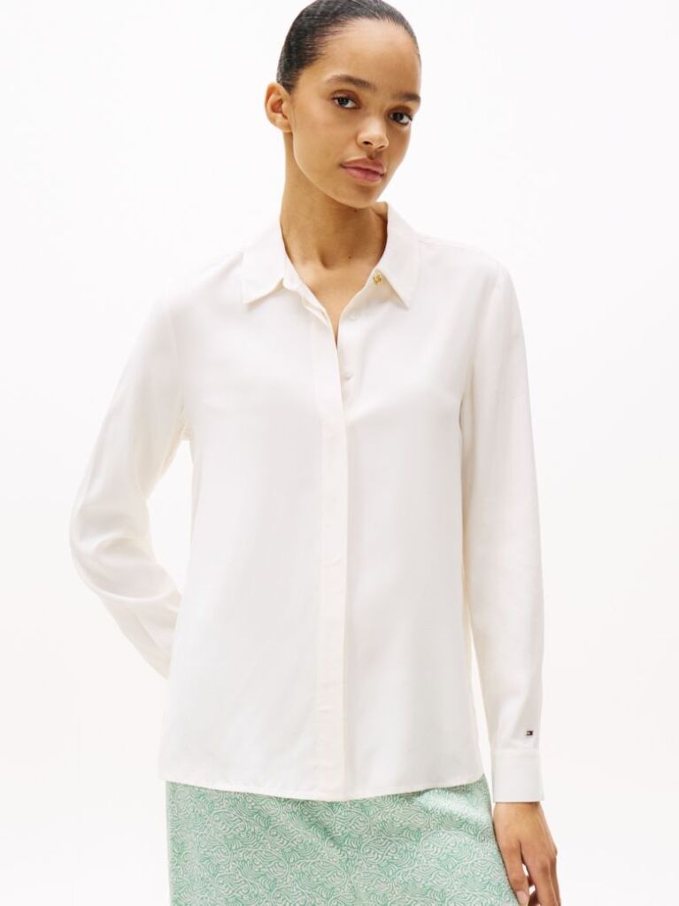 Beige Concealed Placket Relaxed Shirt  Women
