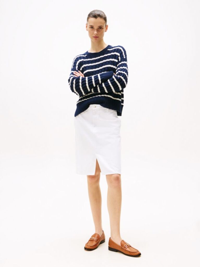 White White Denim Midi Skirt  Women