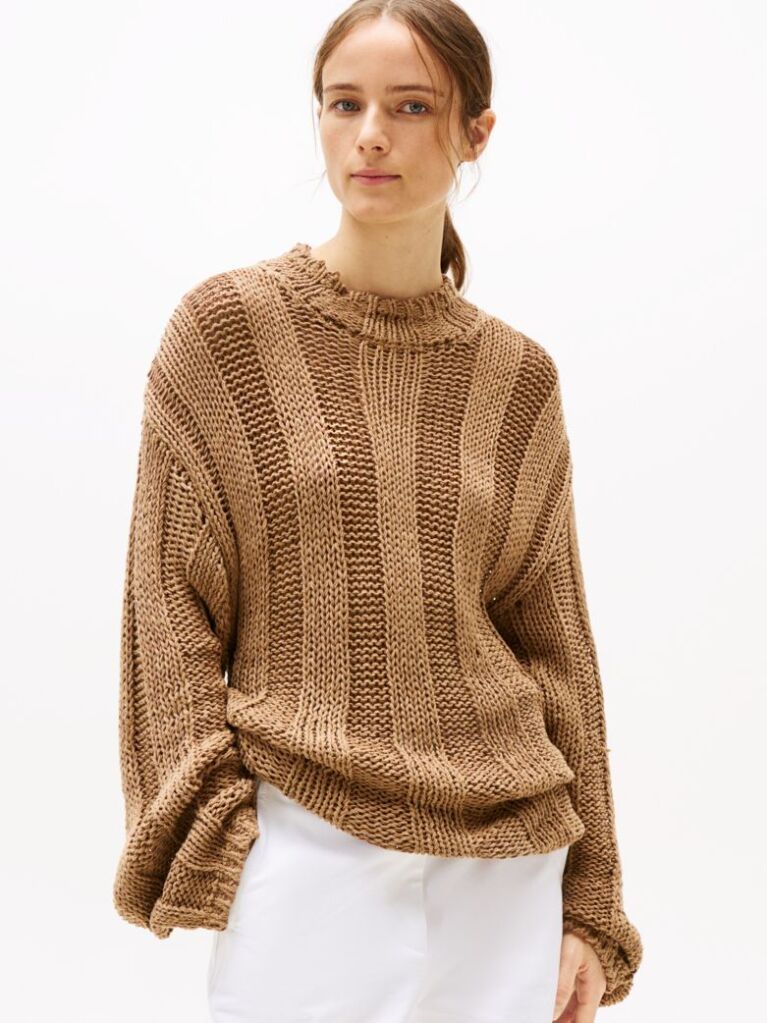 Brown Oversized Mock Neck Jumper  Women