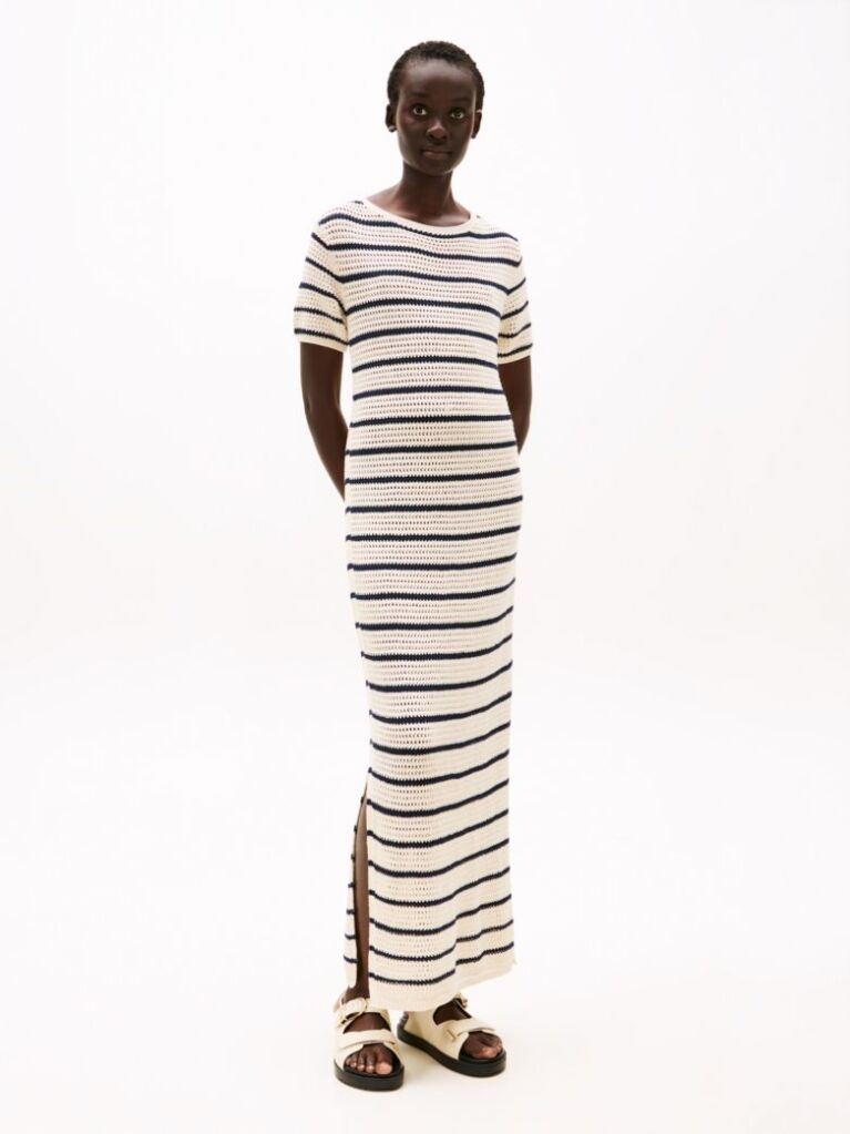 Multi Pointelle Crochet Maxi Jumper Dress  Women