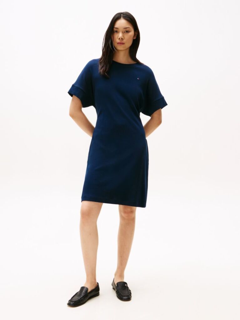 Blue Belted Short Sleeve Mini Dress  Women