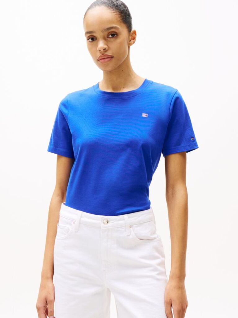 Μπλε T-Shirt Με Σημαιάκι Σε Αντίθεση  Γυναίκες