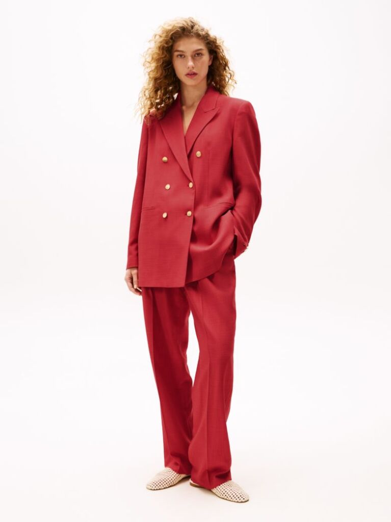 Red The Sofia Capsule Regular Wide Leg Trousers  Women