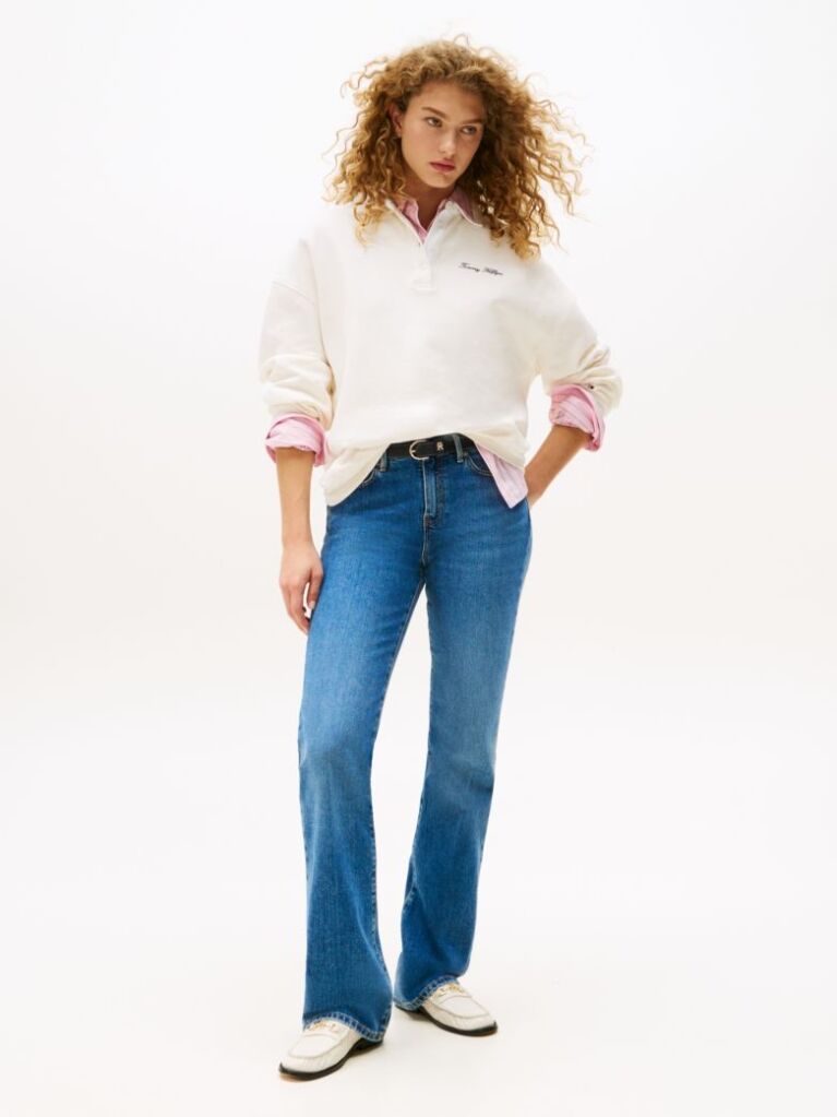 Blue Mid Rise Bootcut Jeans  Women