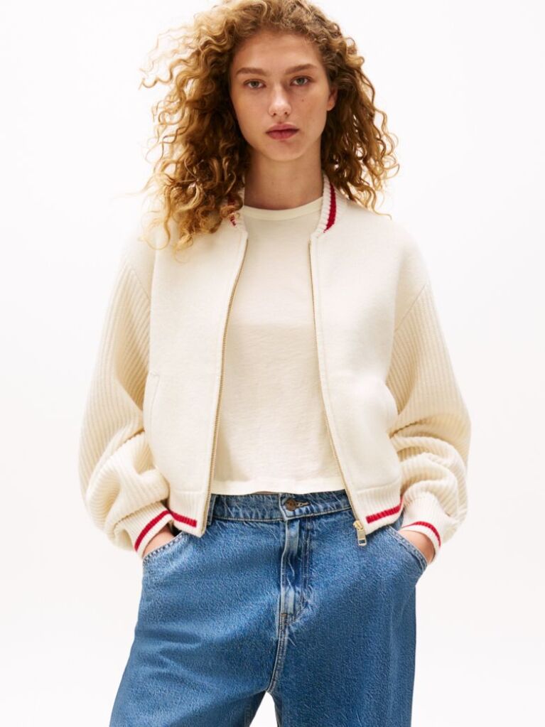 Beige The Sofia Capsule Wool Blend Bomber Jacket  Women